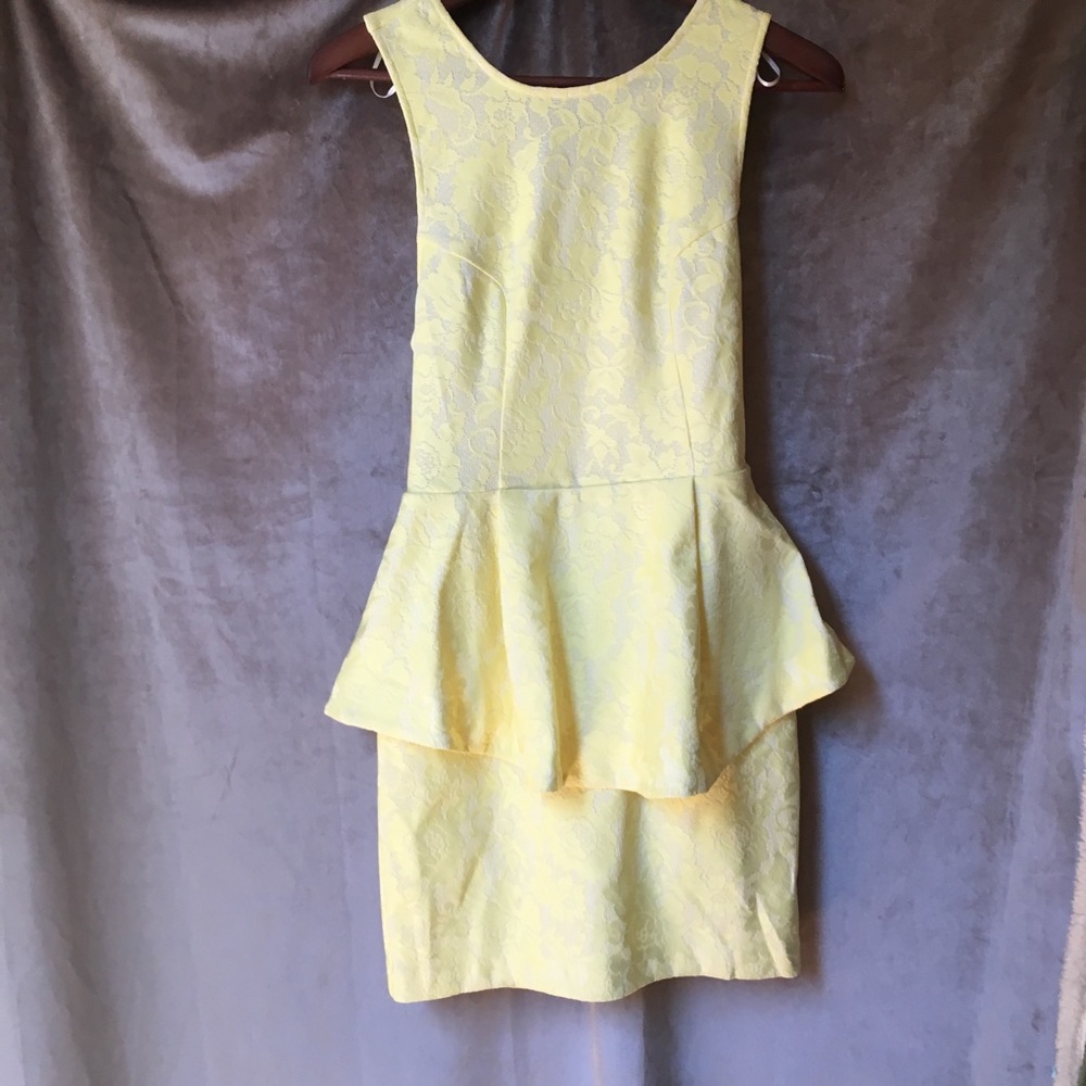 H&M Lemon Yellow Lace Pattern Dress